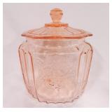 Pink Glass Cookie Biscuit Jar with Lid