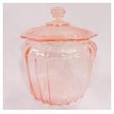 Pink Glass Cookie Biscuit Jar with Lid