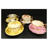 Royal Sealy China Cup & Saucers (4)