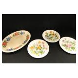 Floral Platter, Three Plates (4)