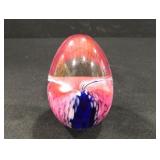 Glass Egg Shaped Signed Paperweight