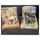 2 Schleich fantasy figures; Unicorn & Dragon