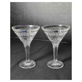 2 Bohemia Lead Crystal Martini Glasses; 7ï¿½" tall