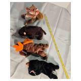 Beanie Baby; Moose, Bison, Squirrel, Black Bear