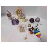 Purple Christmas ornaments, Resin Eggs Figurines