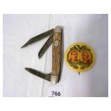 Pocket Knife-no markings, Grover Cleveland Pin