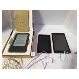 3 Amazon Kindles---1 w/keyboard-untested