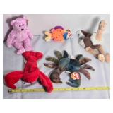 Beanie Baby; Fish, Lobster, Ostrich, Crab, Bear