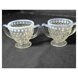 2 Double-handled Sugar Bowls; Hobnail pattern