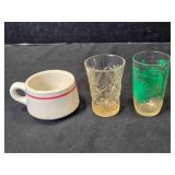 Syracuse China cup, 3"; cut glass juice glass