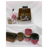 Garden flower Pots, Solar lighting metal Flamingo