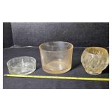 Avon cut glass bowl; Glass bowl w/3 dividers