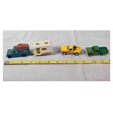 4 DIe-cast metal vehicles, trucks & trailer