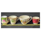 Four Teacups; John C. Humes Limoges France