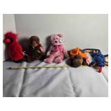 Beanie Baby; Otter, Bear, Lizard, Moose, Cardinal