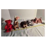 Beanie Baby; Kangaroo, Bear, Koala, Bat, Hedgehog