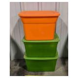 3 Plastic Tubs; various sizes