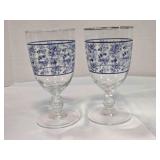 2 Spode Blue Room goblets; 7" tall