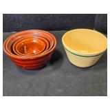 Watt Pottery mixing bowl; 4 nested mixing bowls
