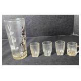 3 Ribbed Shot Glasses, 1 Ribbed Mug