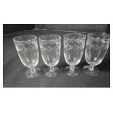 4 Fostoria Holly Clear etched Crystal Juice Glass