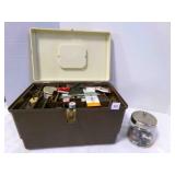 Plastic Sewing Box-patterns, needles, buttons