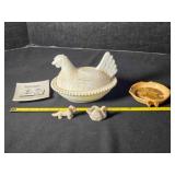 White Milk Glass Hen on Nest bowl