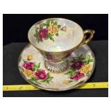 Footed tea cup & saucer "June Rose"