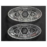 2 Anchor Hocking Oval Relish/Celery Tray