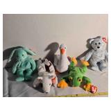 Beanie Baby; Bunny, Goose, Frog, Dog, Bear