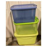 3 Plastic Tubs; various sizes