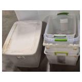 6 Plastic Tubs; various sizes; 5 without lids