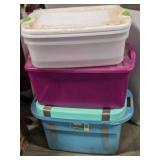 3 Plastic Tubs; various sizes