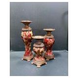 OK Lighting Burgundy Marble Pillar candle holder