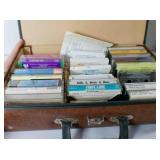 Vintage brown leatherette case w/cassette tapes