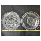 2 clear glass serving trays; One 5 partition tray