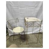 Brass Bathroom Toiletry Table & Chair