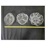3 part relish tray; ruffled edge fruit bowl