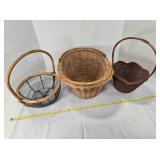 3 baskets; 7' tall woven w/collapsible handles