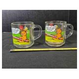 2 McDonald's Garfield glass mugs, 3ï¿½' tall