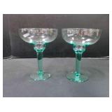 Vintage hand-blown margarita glasses w/distinct