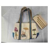 Canvas & leather beach bag & cloth shoulder bag