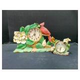 Vintage Cadona hummingbird and floral mantel clock