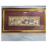 Framed wall hanging, pansies, 29' x 16'