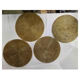 4 Gold beaded Round Placemats, 15'
