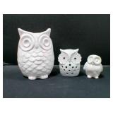 White ceramic owl vase, tea light candle cover