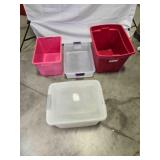 4 Storage Tubs; Clear 50 qt w/lid