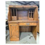 Oak Rolltop Desk, pullout writing surface