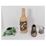 4 Curios; Frog dish, 7' across