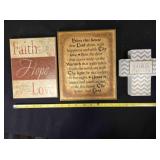 3 Faith themed wall plaques